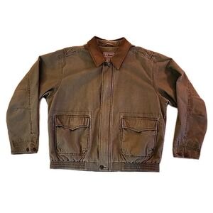 VTG LL Bean Bomber Jacket Zip Rugged Workwear Barn Chore Coat Green Mens XXL